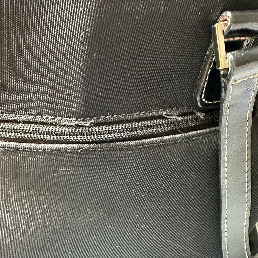 Aigner Black Nylon Leather Accent‎ Tote Bag Women Silver Buckle